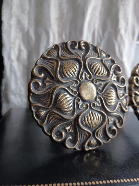 Mid Century Curtain Drapery Tie Backs or large  coat hangers? Ornate, Set of 2 5