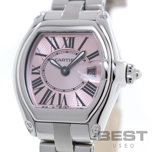 Cartier Roadster SM W62017V3 Ladies Pink Stainless Steel Quartz From Japan F0530