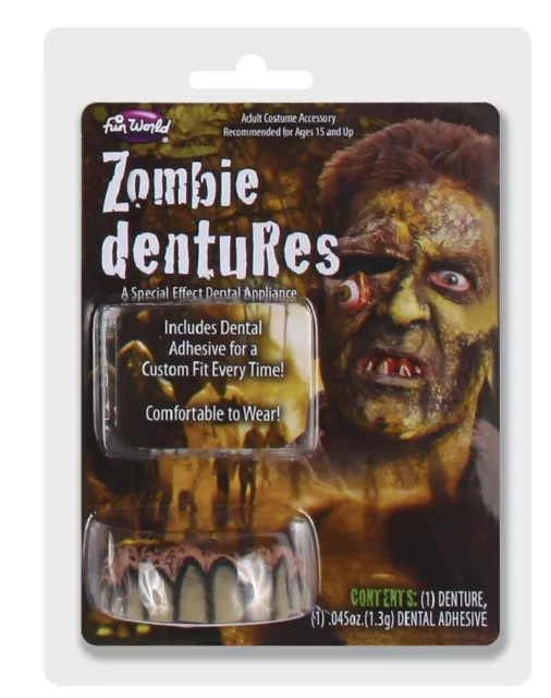 Fun World Zombie Teeth Dentures Halloween Costume Accessory