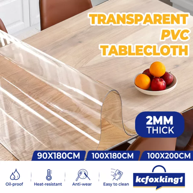2MM PVC Tablecloth Clear Dining Desk Plastic Table Cloth Cover Protector Mat