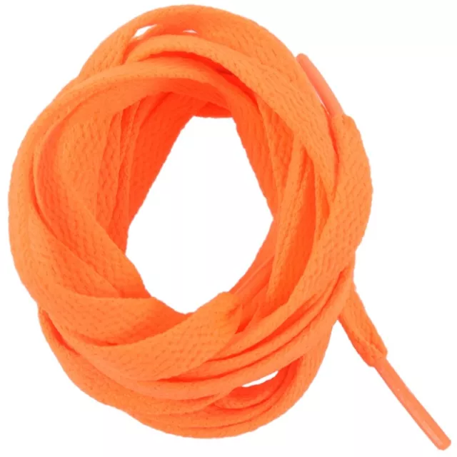 Trainers Replacement 8mm Wide Orange Flat String Shoelace Pair U2A64343