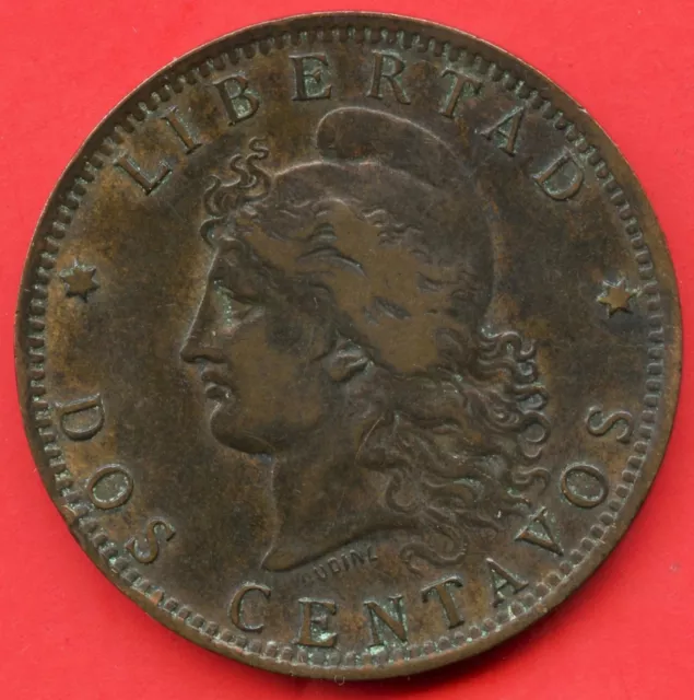 1889 Argentina 2 Centavos Coin 2