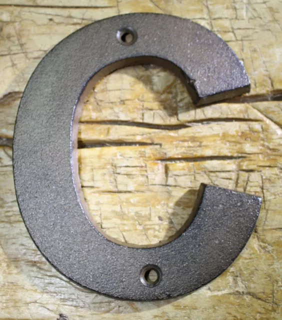 Cast Iron Industrial LETTER C Sign Rustic Brown 5" tall Alphabet