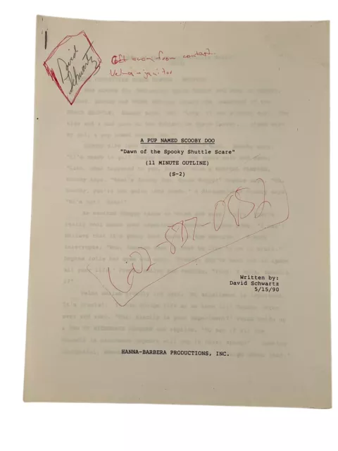 Vintage PUP  NAMED SCOO BY DOO Movie Script, Hand Note, Production Art,