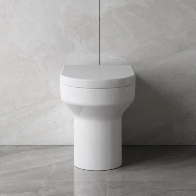 White BTW Back To Wall Ceramic WC Pan Modern Bathroom Toilet  Soft Close Seat