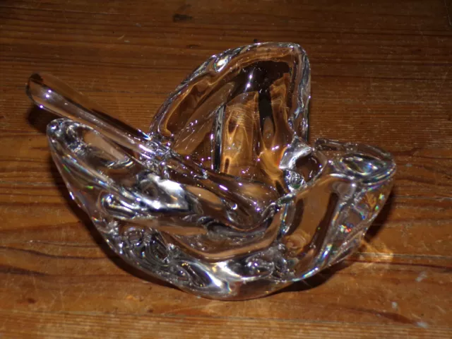 Gros cendrier en cristal de Sevres, décor poisson, 2,8 kg