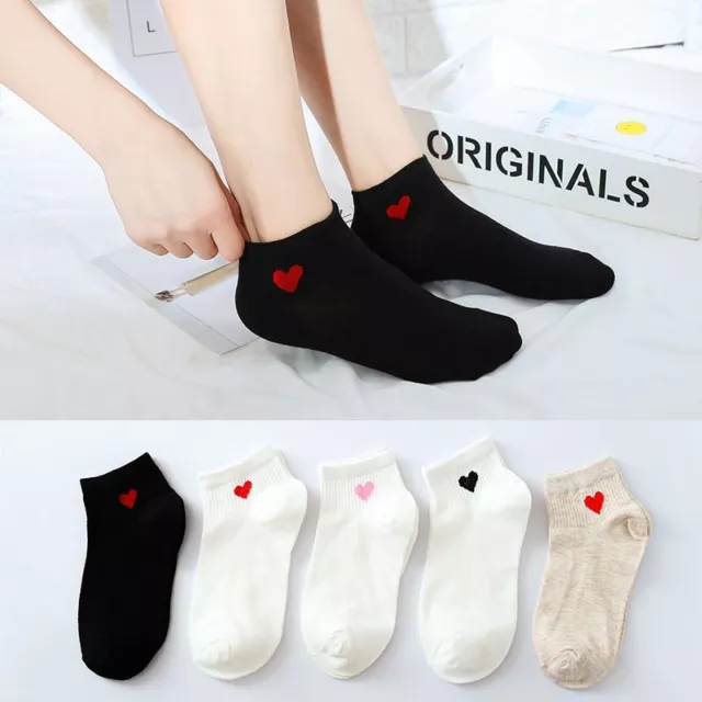 Kawaii Cotton Ankle Socks - Love Hearts Short Sock Women Fashion Socks 5pairs Se