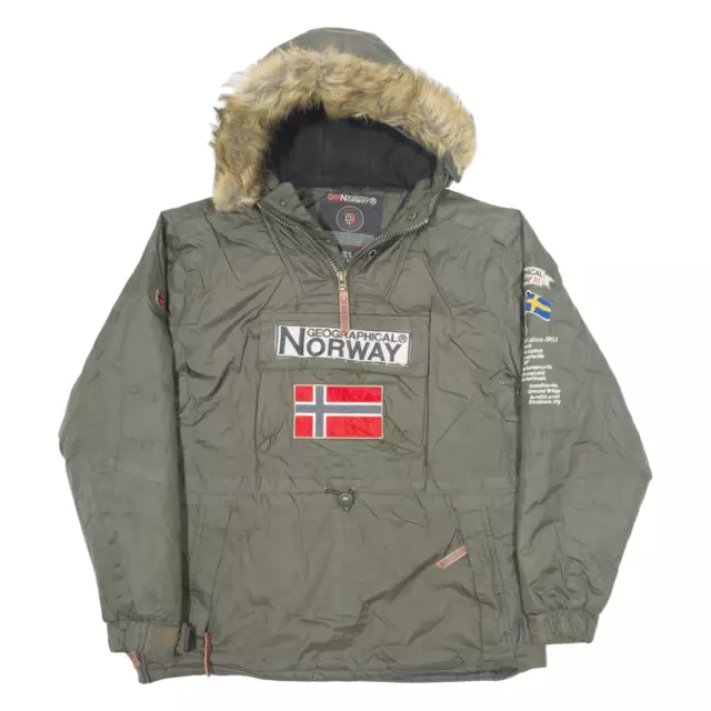 GEOGRAPHICAL NORWAY Insulated 1/4 Zip Up Pullover Mens Anorak Jacket Green XL