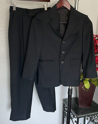 Perry Ellis Black Pinstripe Suit 8