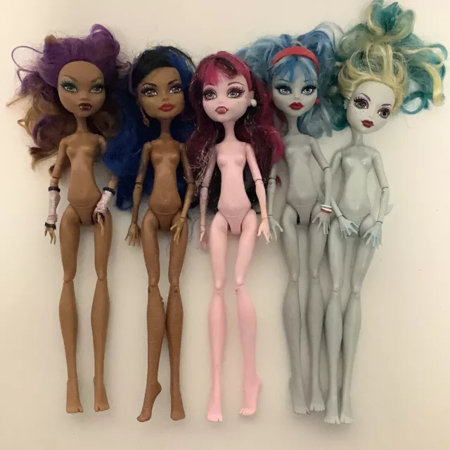 Monster High Doll Lot 5 Nude Dolls Draculaura Robecca Ghoulia Lagoona Clawdeen