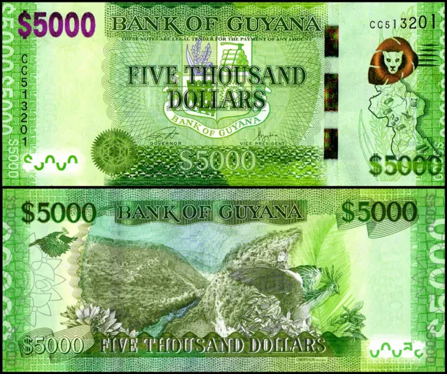 Guyana 5000 Dollars, 2011-2022 ND, P-40a.3, UNC