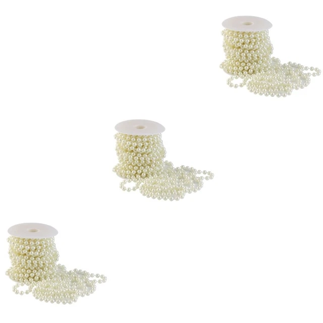 3x 10M 8MM Perlas Cadena Acrílico Rodillo Perlas Cuerda Para Guirnaldas Flores