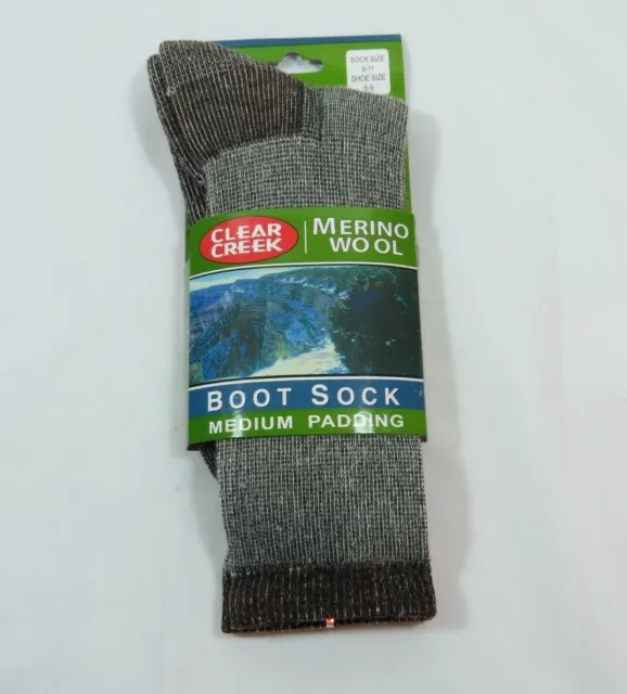 Women's Clear Creek Brown Boot Sock Medium Padding Size 9-11 Warm Merino Blend