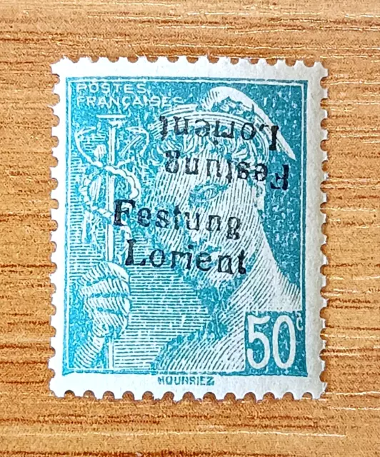 Festung Lorient 1945 50c. Mi. 4 DDK ** MNH Signed German Occupation WWII