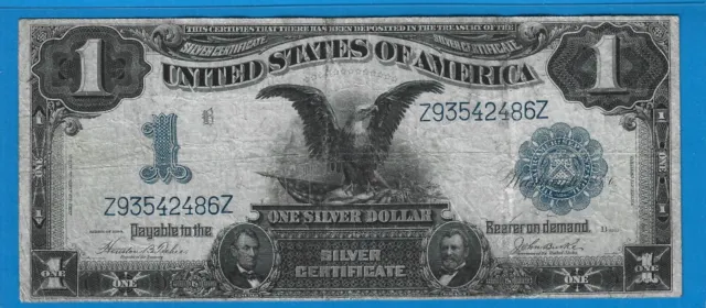 1899 $1 Silver Certificate Black Eagle,FR 233,Large Blue Seal,Circ VF,Nice!