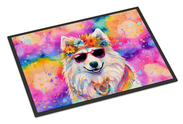 Samoyed Hippie Dawg Indoor or Outdoor Mat 18x27 DAC2550MAT