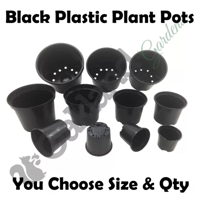 Strong Black Plastic Garden Plant Pot Flower Pots in Various Sizes 1 to 20 Litre