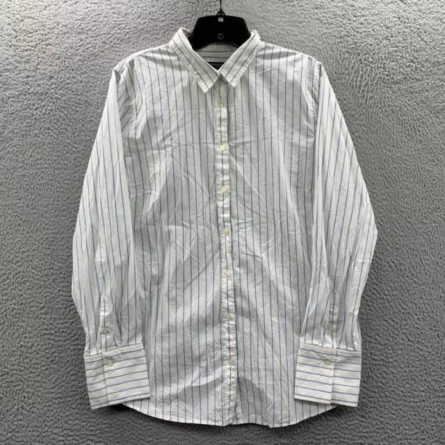 Banana Republic Shirt Womens Size 14 Button Up Blouse Top Striped Riley White