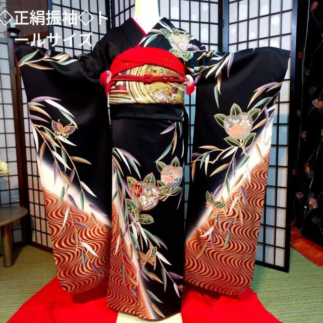 Furisode Japanese Kimono Pure silk kimono tall size Long Sleeves