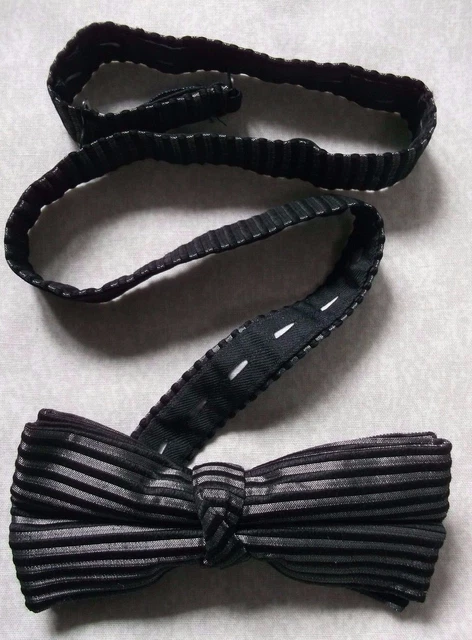 Bow Tie Dickie Bowtie Vintage Mens Retro Adjustable SILVER BLACK STRIPED
