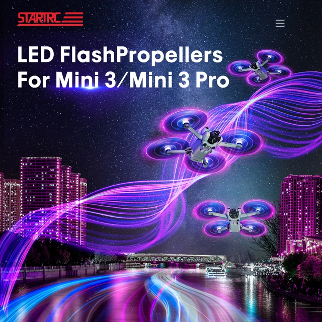 LED Lumière faible bruit Hélices Pales Pour DJI MINI 3/3Pro Drone Hélicoptère
