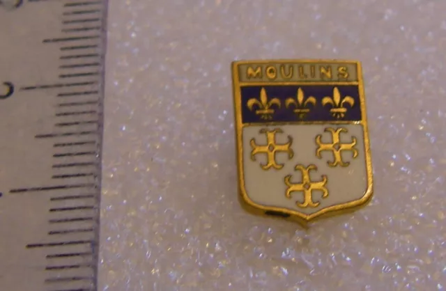 Broche Ancienne Blason Moulins Coat Of Arms Pin Armoiries Heraldique