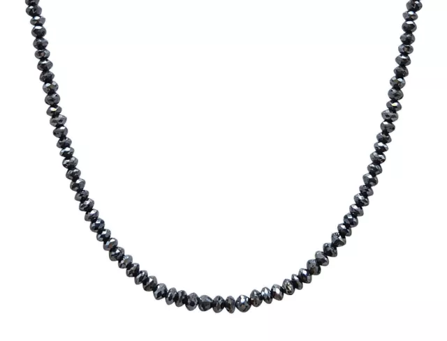 Beautiful Look Black Diamond Bead Necklace 22 Inches IGL Certified 4mm fine AAA.