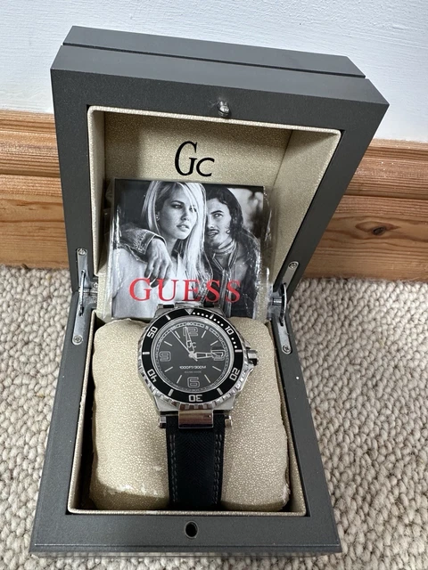 GUESS Collection Gc-3 Mens Swiss Diver Watch Silver Black Strap X79006G2S