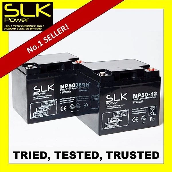 PRO RIDER ROAD KING MOBILITY SCOOTER BATTERIES PAIR 12v 50AH ...