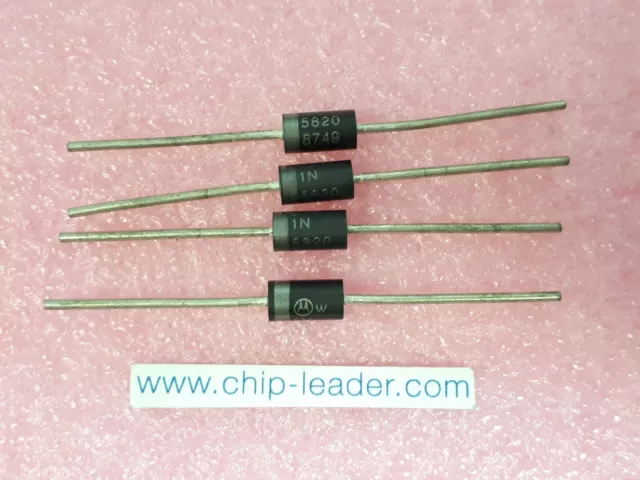 5x Motorola 1N5820 , Rectifier Diode, Schottky,1 Phase, 3A, 20V V(RRM), Silicon