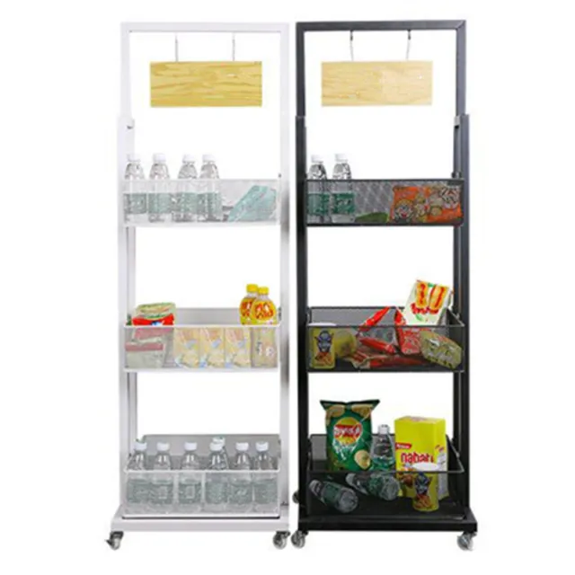 Retail Display Rack Stand Metal Wire Snack Makeup Drink Display Cart Rack