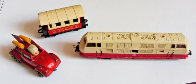 Alte Eisenbahn DB 221 139-9,  Matchbox Super N 44, Anhänger, Matchbox Auto 1972