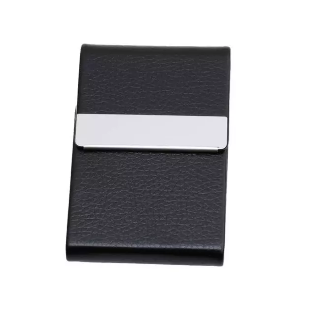 Stainless steel + BLACK Faux Leather Cigarette Case Holder Pocket Box - 8104