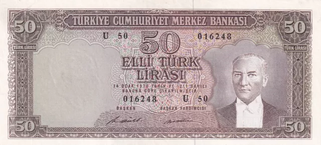 Turkey, 50 Lira, 1971, AUNC, p187A, 5.Emission