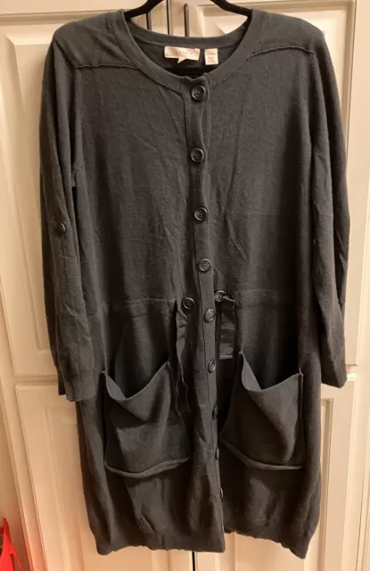 Inhabit Cardigan Sweater 100% Cashmere Womens Medium M Gray Grey Button Front