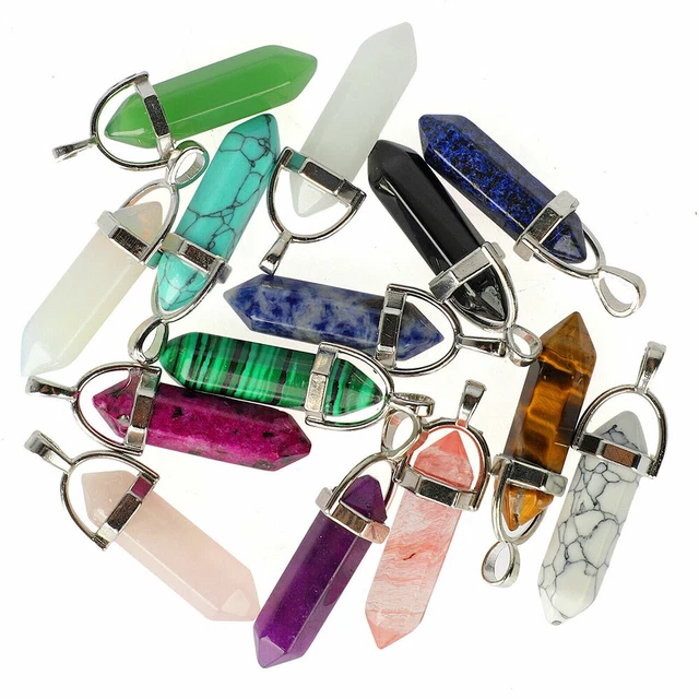 16PC Natural Quartz Crystal Point Chakra Healing Gemstone Pendant Necklace Stone 6