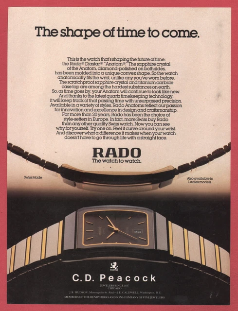 1986 Rado Watch print ad Diastar Anatom watch