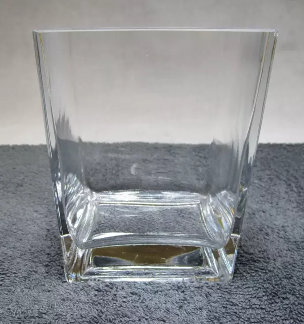 Lovely Vintage Modernist Cube Shaped Clear Glass Vase 14cm High