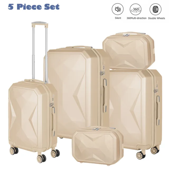 5 Piece Luggage Set Trolley Hardshell Travel Suitcase W/TSA Lock&Spinner Wheels
