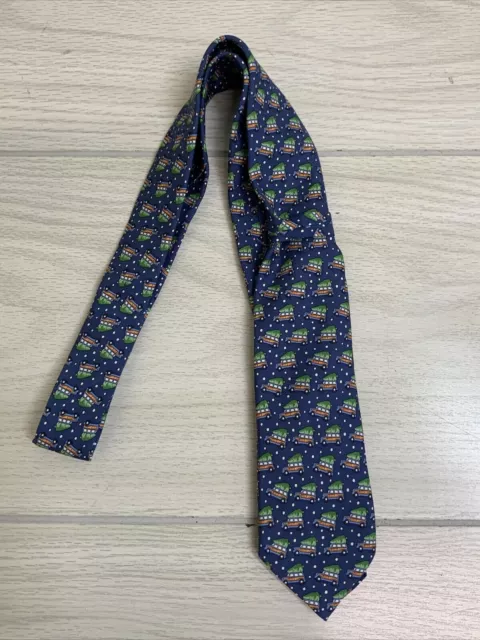 Vineyard Vines Woody & Tree Silk Tie, Boy’s One Size, Blue NEW MSRP $49.50