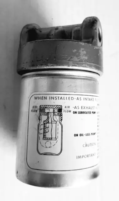Gast 1/4" Pneumatic Muffler Silencer Metal Jar Intake AC393 filter