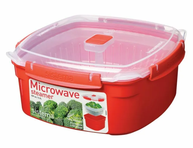 Steamer with Removable Basket, 3.2 L - Red/Clear Sistema