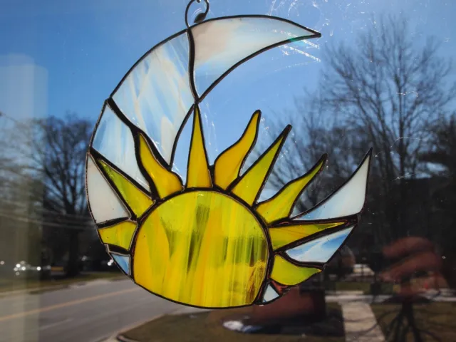 Stained Glass Celestial Sun and Moon Suncatcher