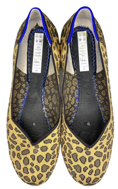 Rothys Leopard Cheetah Print Round Toe Ballet Flats Womens Size 10.5 NO INSERTS