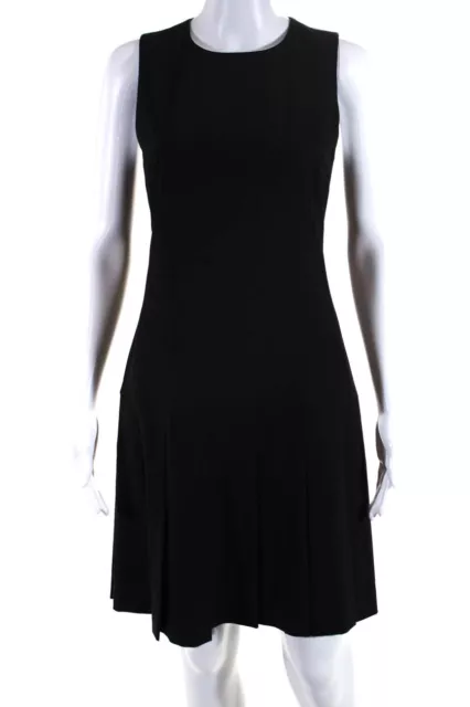 Theory Women's Pleated Hem Sleeveless Crewneck Midi Dress Black Size 4