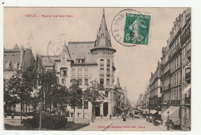 NANCY - Meurthe & Moselle - CPA 54 - la rue St Jean Place St Jean Banque Renauld