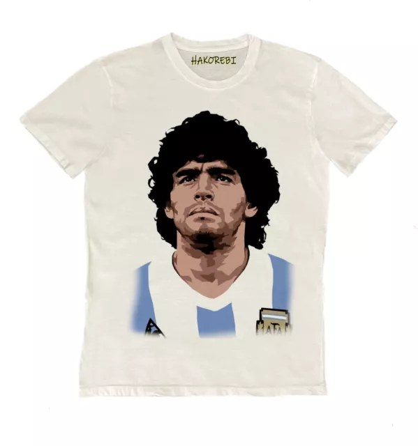 T-shirt stampata 100% cotone bianco Maradona Dios calcio Napoli Argentina