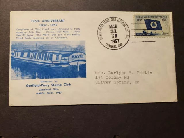 Canal Boat WAVE Naval Cover 1957 Cachet Cleveland, Ohio