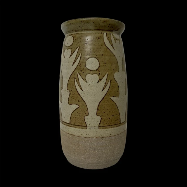 Vase Céramique Atypique, Forme Plate, Signature à Identifier, Bleu, Occasion