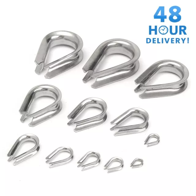 GALVANISED THIMBLE THIMBLES WIRE CABLE ROPE CABLE CLIPS CLAMPS 2mm - 6mm